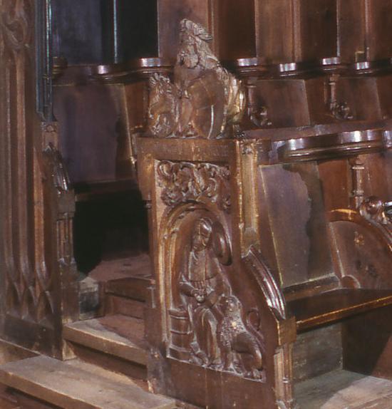 Detail of the choir stalls at Alpirsbach Monastery