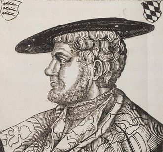 Duke Christoph, artwork by Hans Brosamer, 16th century, from Klebeband No. 2 (a form of art preservation in which loose leaves and parchments are pasted into a blank volume) of the Fürstlich Waldeck’sche Hofbibliothek in Bad Arolsen. Image: Wikipedia, in the public domain