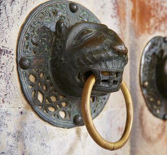 Doorknob on the main portal to the church at Alpirsbach Monastery