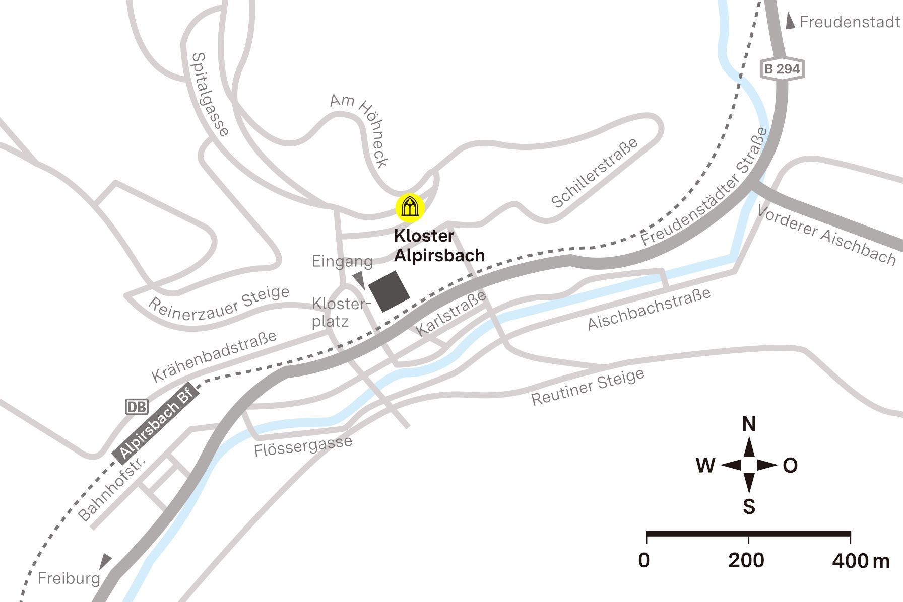 Anfahrtsskizze zum Kloster Alpirsbach