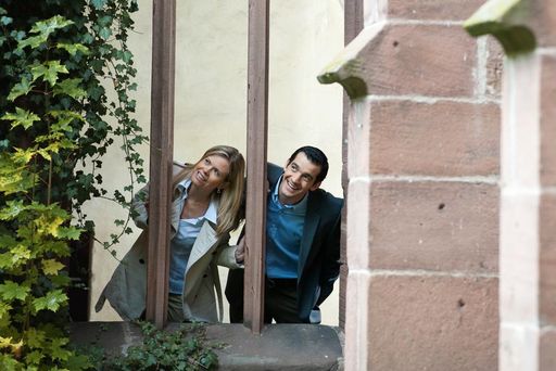 Visitors in the cloister at Alpirsbach Monastery