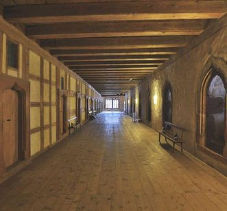 View into the hallway between individual cells