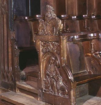 Detail of the choir stalls at Alpirsbach Monastery