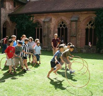 Children on the monastery grounds today